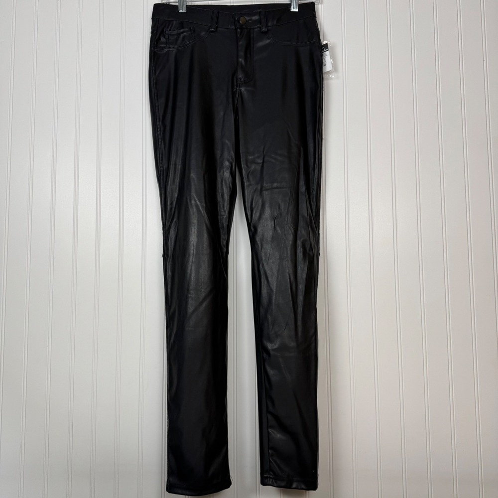 Rue 21 Jeggings Pants Mid- Rise S/M Black Freedom Flex Faux‎ Leather